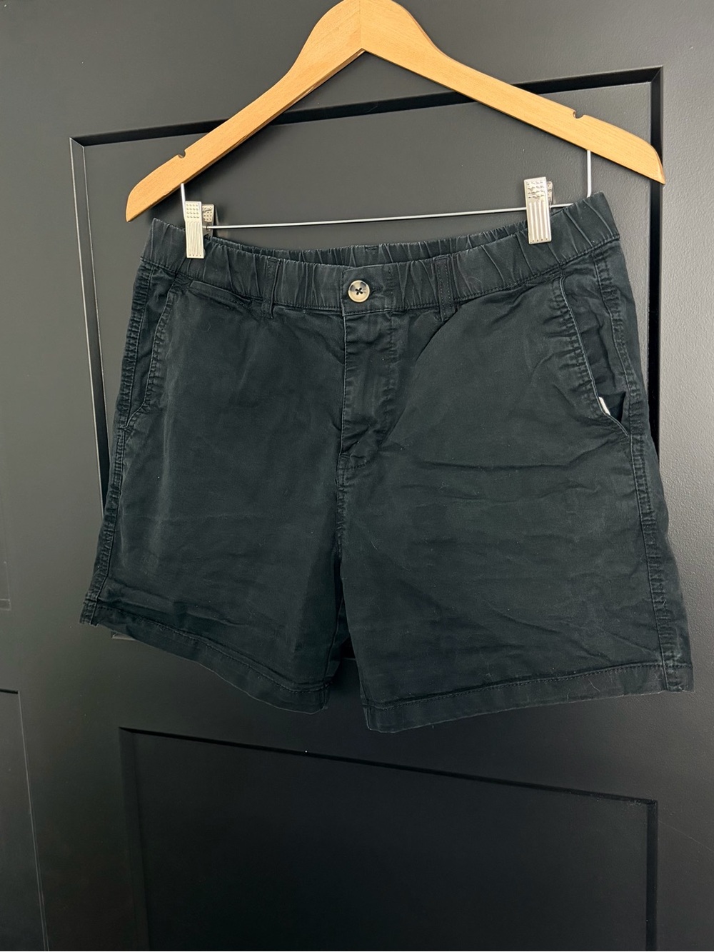 Maamgic 5.5" Stretch Twill Chino Shorts Elastic Waist Casual Black Size 33
